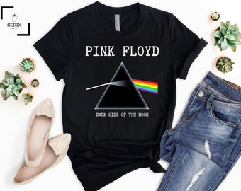 Pink Floyd Dark Side of the Moon Black Distressed Fitted 30/1 Cotton Tee T-Shirt Shirt