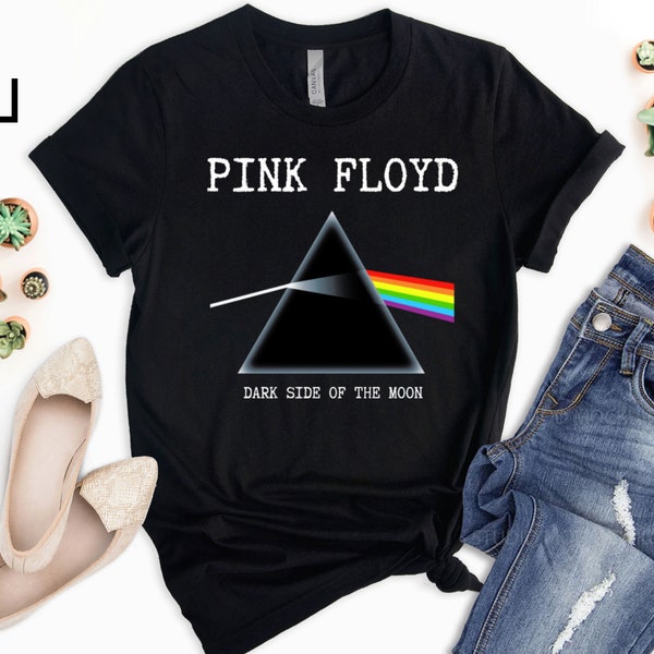 Pink Floyd Dark Side of the Moon Black Distressed Fitted 30/1 Cotton Tee T-Shirt Shirt