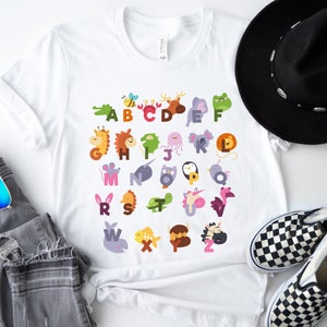 Alphabet Shirt, ABC Shirt, Animals Alphabet T-Shirt, Kingergarten Teacher Shirt, Alphabet Shirt for Teachers, Tescher Shirt, Kids Shirt