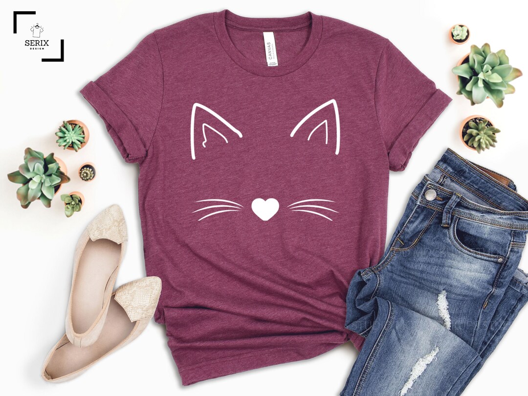 Cat Face Shirt for Women, Cat T Shirt for Her, Cat Shirt, I Love Cats