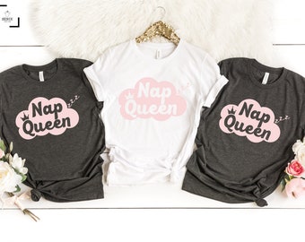 NAP QUEEN Organic T-shirt Tee Shirt Top Eco Friendly High Quality Water based print Super Soft unisex sizes Worldwide Nap, Sleep, Lazy, Rest