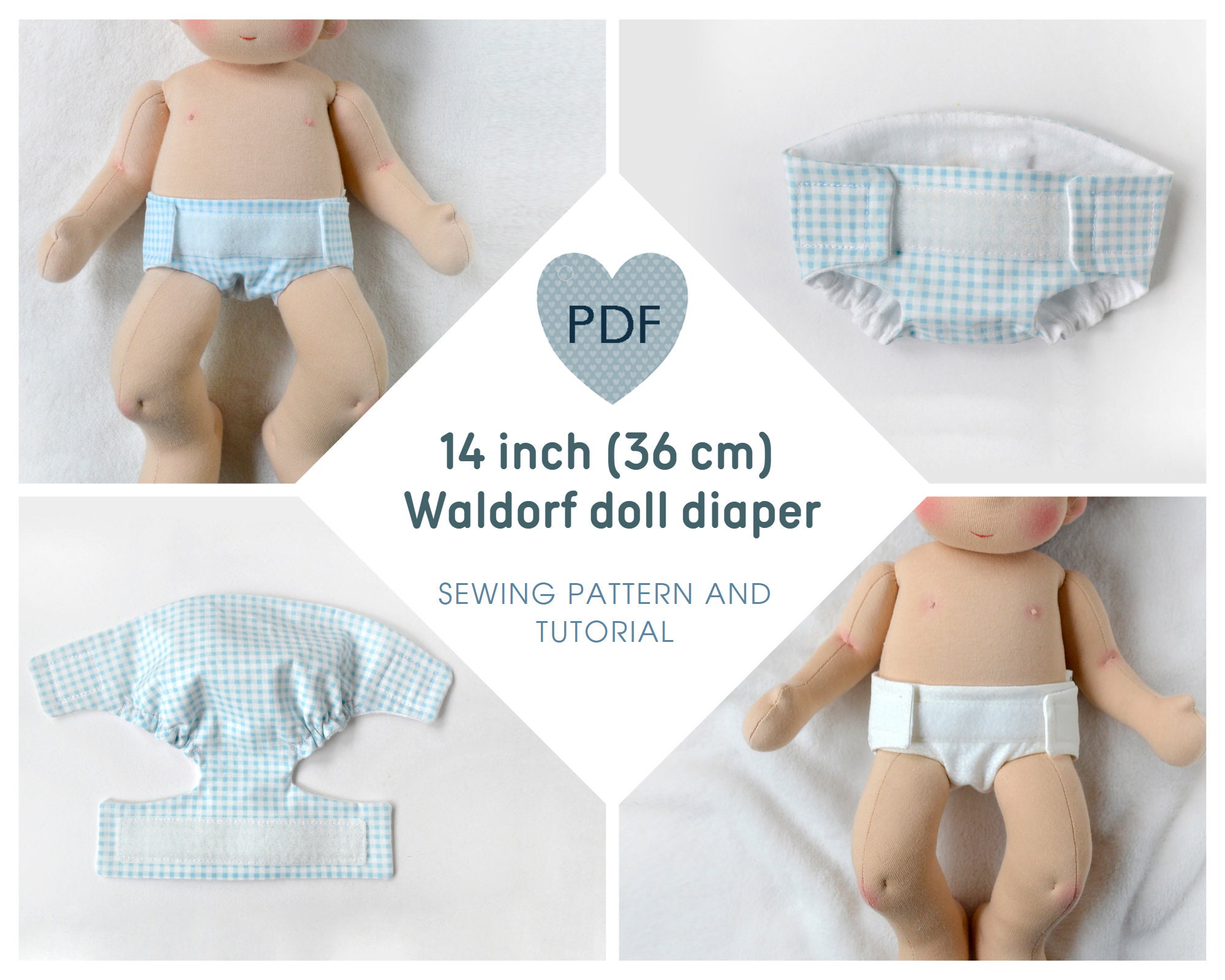DIY Diaper for a Waldorf Baby Doll 1415 Inch 3638 Cm Tall. Etsy