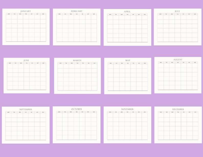 Monthly Planner | Calendar | Printable Calendar | 11 X 8.5 Inches | PDF ...