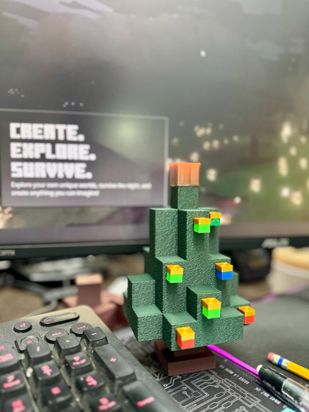 Inflatable Minecraft Tree Minecraft Christmas Tree Desktop Decoration | Desktop Holiday Decor ...