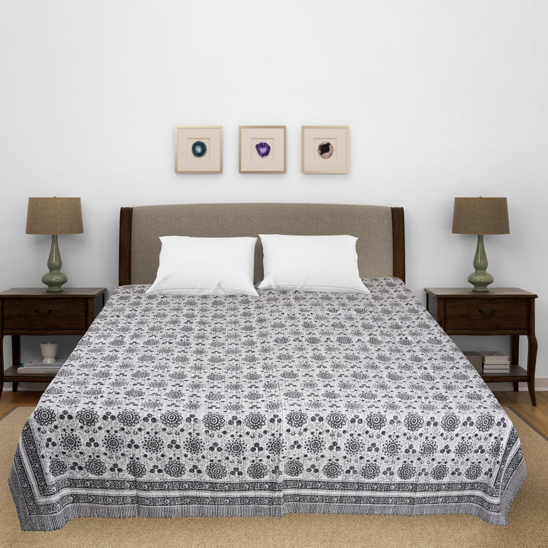 Queen Size Bedspread Indian Cotton Block Print Bedspread Etsy