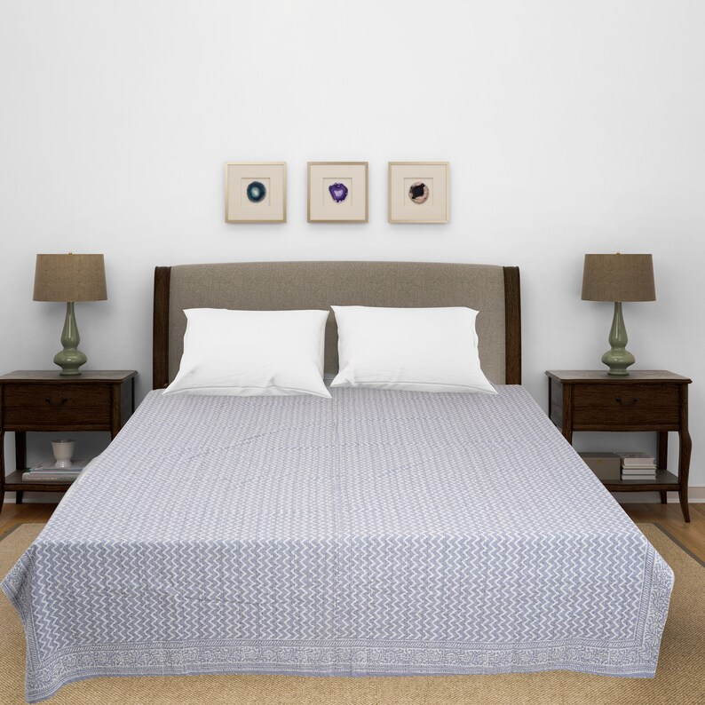Queen Size Bedspread, Indian Cotton Block Print Bedspread Bohemian Boho Cotton Throw Handmade ...