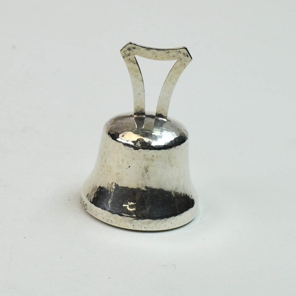 Vintage Hand-Hammered Sterling Silver Bell with red stone clapper