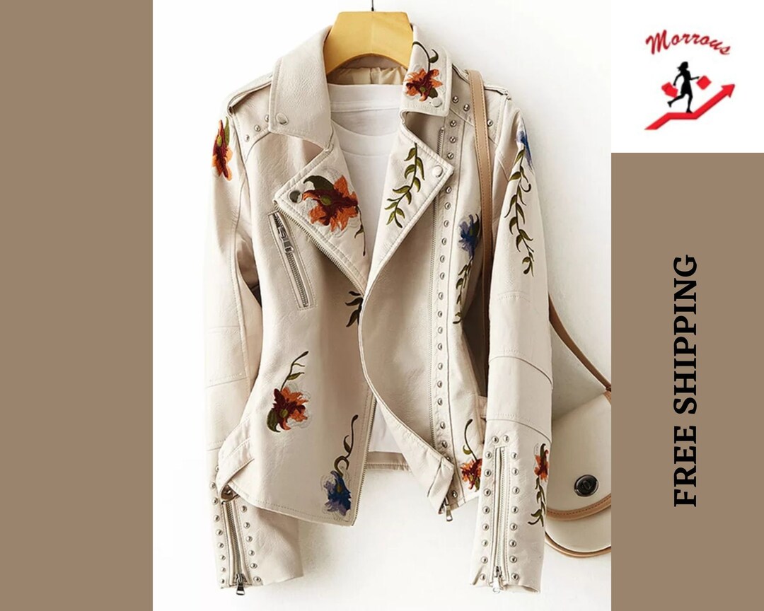 FAUX LEATHER FLOWER PRINTED JACKET-JK1002-y main image 0