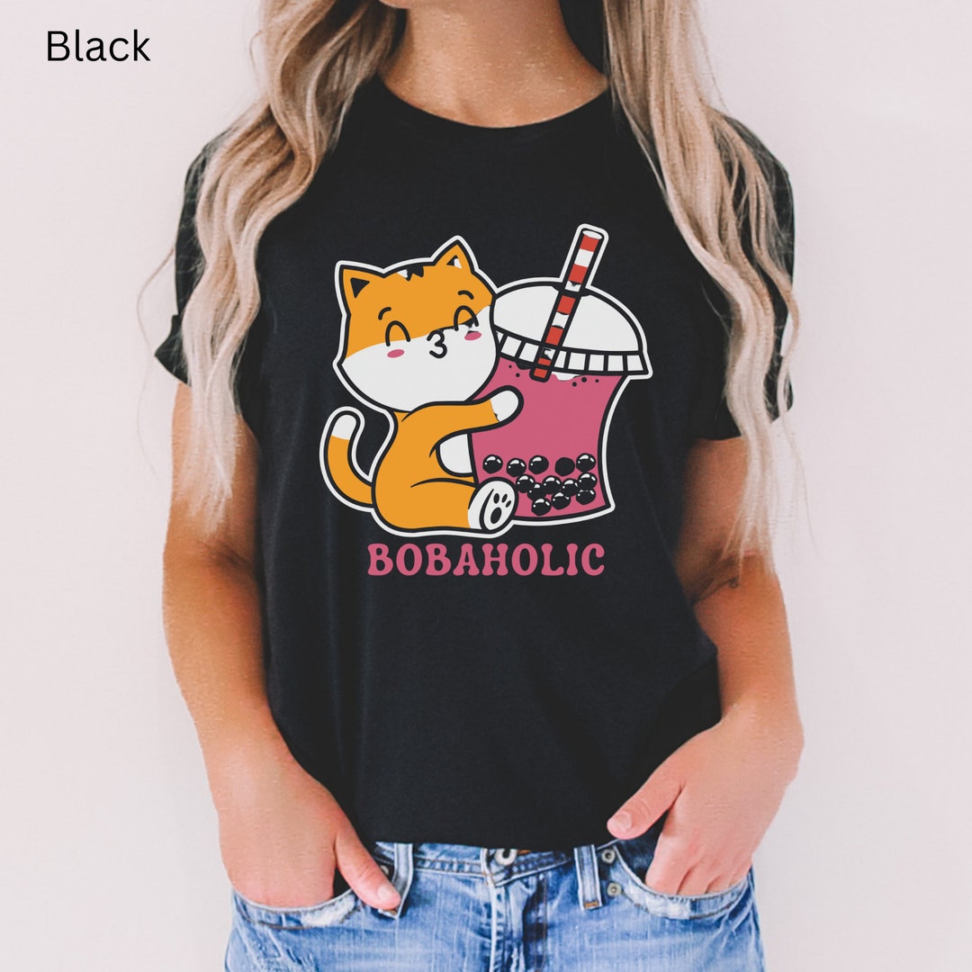 Bubble Tea Shirt, Boba Tea Kawaii Cat Shirt, Kpop Shirt for Bubble Tea