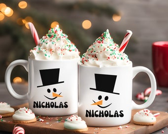 Personalized Hot Chocolate Mug for Kids, Kids Personalized Mug, Childrens Christmas Mug, Personalized Christmas Coffee Mug Snowman