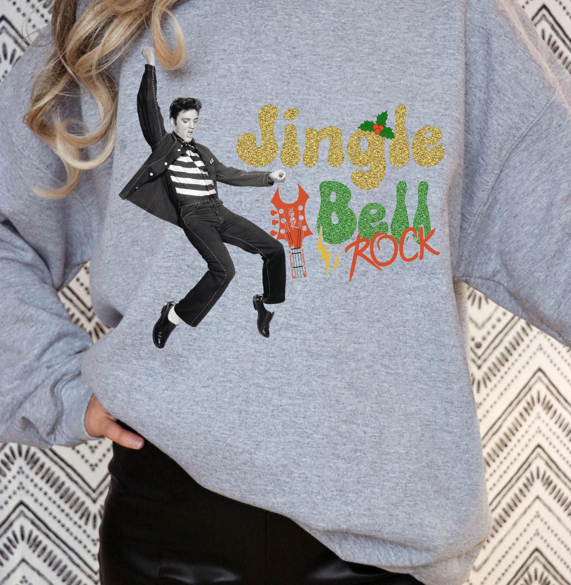 Jingle Bell Rock Sweatshirt, Elvis Presley Christmas Sweatshirt