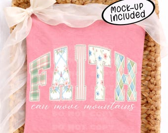 Faith Can Move Mountains PNG, Floral Scallop Design (Digital Download)