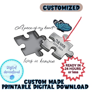Benutzerdefiniertes Monument PNG Digitaler Download für Erinnerungsstücke personalisierte Geschenke, bedruckbar, ein Stück meines Herzens lebt in Himmel Sublimation DTG DTF