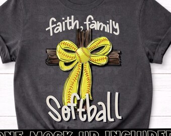 Faith Family Softball PNG Design (Digital Download)