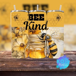BEE Kind Sublimation Tumbler Wrap 20 ounce skinny tumbler, Bee Lovers Summer Design JPG
