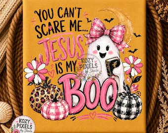 Christian Halloween ghost png, You can’t scare me Jesus is my Boo, Faith Cute colorful PNG, sublimation DTF tshirt design (Digital Download)