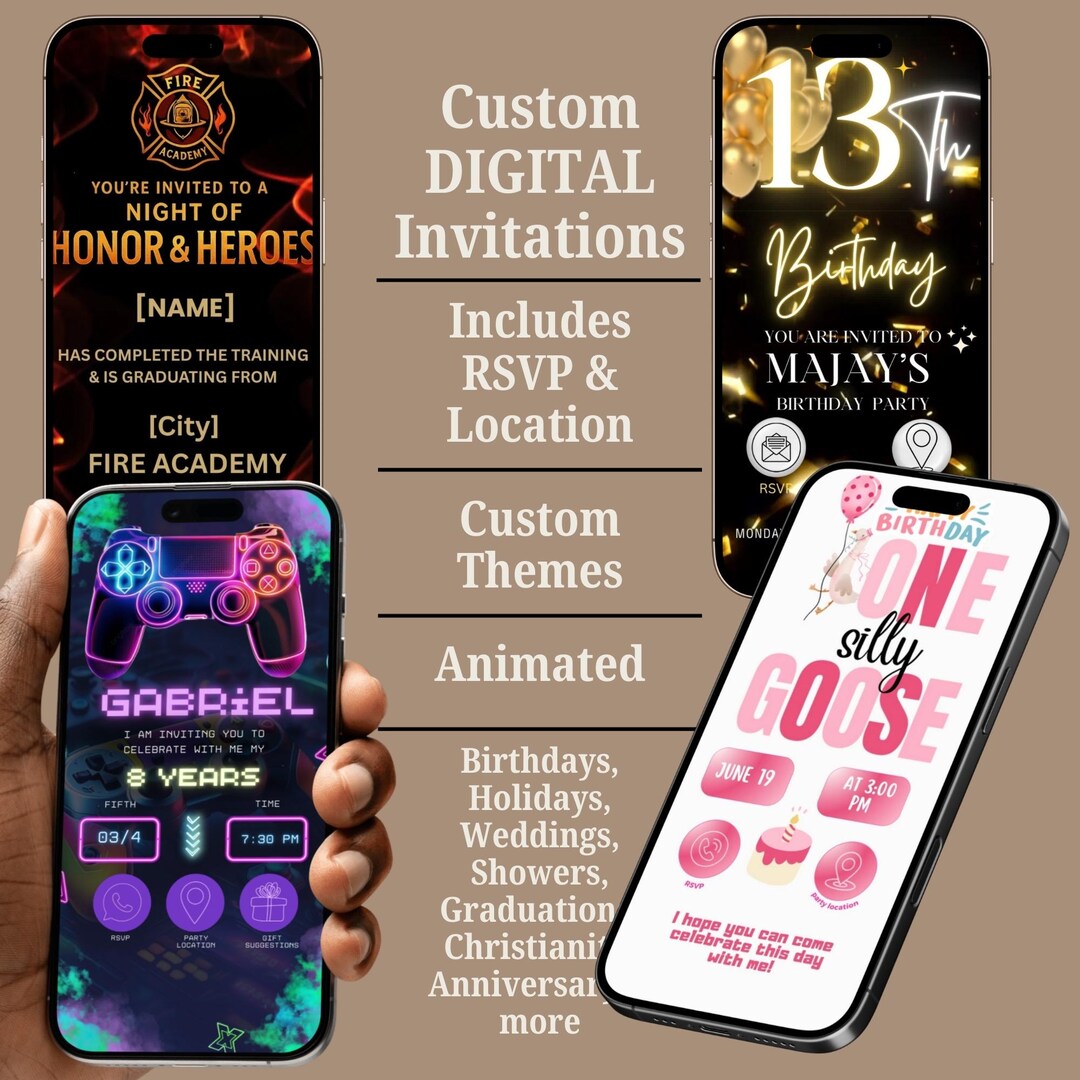 Custom Invitation, Digital Animated Interactive Birthday Invitations ...