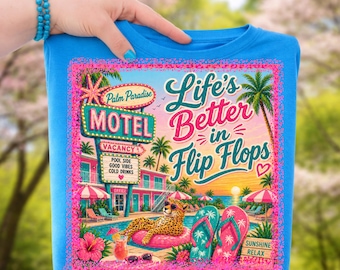 Flip Flops PNG Viral Preppy Summer PNG Girly Beach Tee Retro Life’s better Shirt Design Cute Colorful Summer Vibes png Sublimation, DTF png