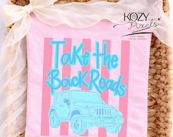 Take the backroads PNG, Südlicher Mädchen png, Reise Abenteuer Grafik Design (Digitaler Download)