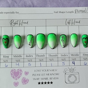 green and white grinch inspo pop art press on nails