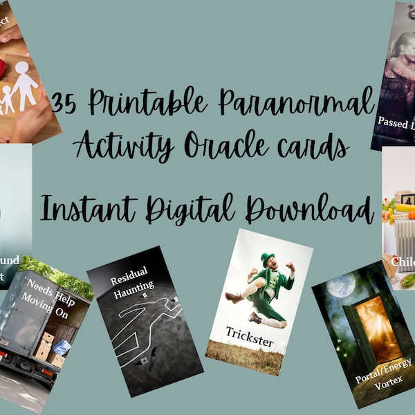 Paranormal Activity Oracle Cards, Digital Download, Paranormal Investigation, DIY Oracle Cards, Divination Cards, Printable Oracle Cards