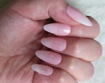 Natural French Ombre Reusable Nails| Press on Nails| Pink Nails| Ombre Nails| Natural Nails| French Nails| Custom Nails| Hand Painted Nails
