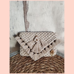 Porte monnaie/cartes en macramé - " Boho "