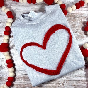 Chenille Yarn Heart Sweatshirt, Valentine's Day Gift