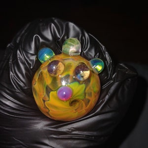 Thick Double Bowl Fumed Frit Glass Pipe - P2775