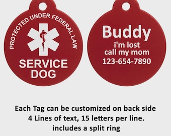 Service Dog ID Tag, Protected Under Federal Law Custom Metal Pet Pendant
