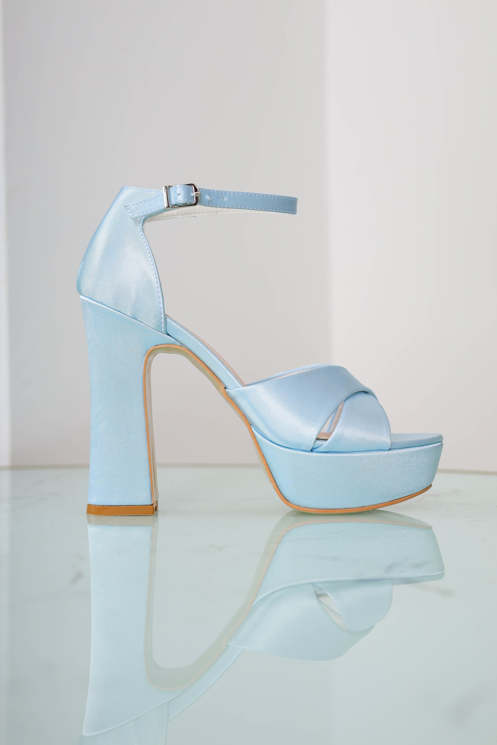 Baby Blue Platform Heels for Bride Bridal Shoes With Block - Etsy