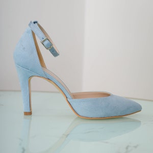 Pale Blue Suede Evening Shoes Wedding Shoes for Women Light - Etsy
