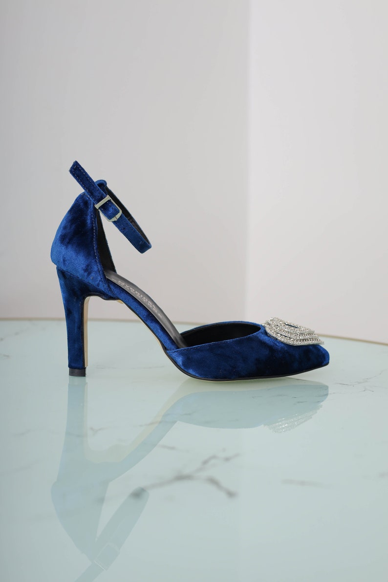 navy velvet shoes ladies