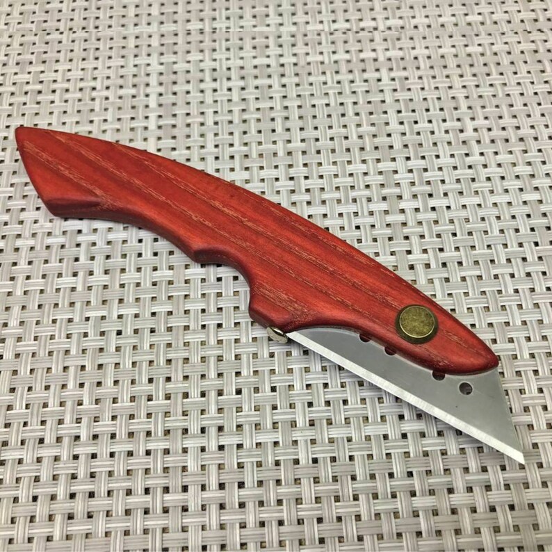 Utility /razor Fixed Blade Holder Edc/pocket Knife/ Tool/oak Wood