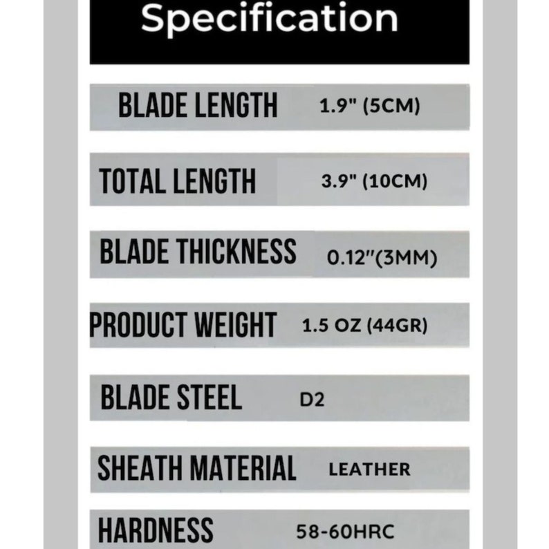 Small Fixed Blades edc knife with sheath. Pocket Custom Made Legal Knife. Kiridashi Utility knife D2 steel. Durable Full tang knives image 4