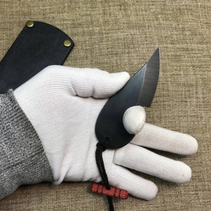 Small Fixed Blades edc knife with sheath. Pocket Custom Made Legal Knife. Kiridashi Utility knife D2 steel. Durable Full tang knives image 3