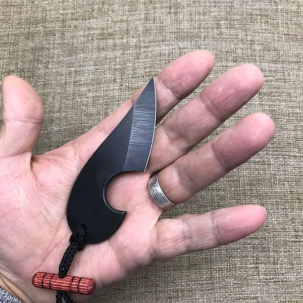 Small Fixed Blades edc knife with sheath. Pocket Custom Made Legal Knife. Kiridashi Utility knife D2 steel. Durable Full tang knives