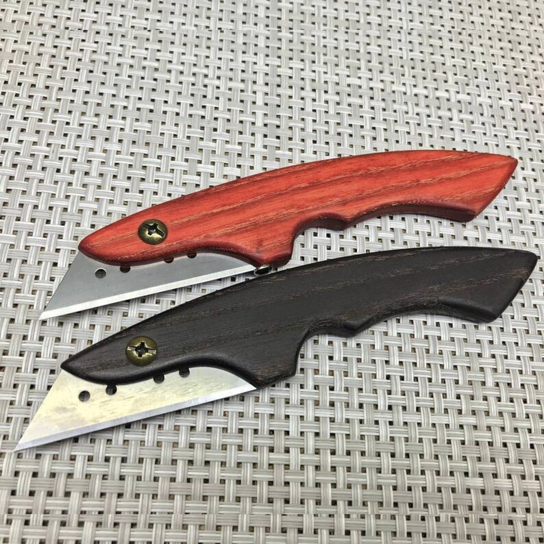 Utility /razor Fixed Blade Holder Edc/pocket Knife/ Tool/oak Wood