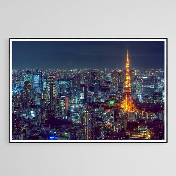 Tokyo Tower, City Night Lights Photography, Gallery Wall, Poster Art Prints