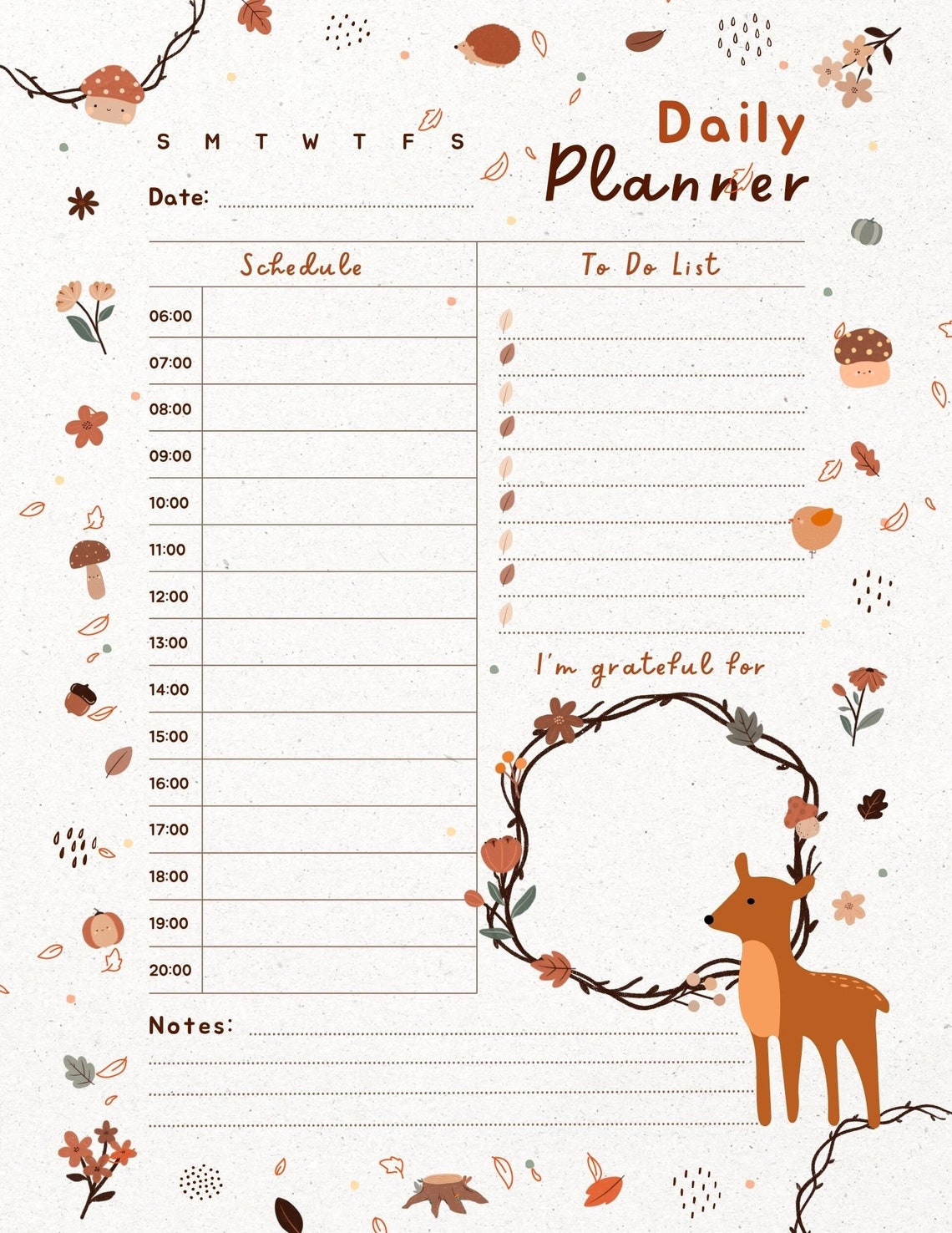 Printable Digital Autumn Daily Planner - Etsy