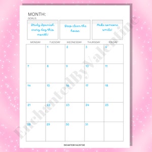 Monthly Calendar on 2 Pages Printable, Letter Size, Minimal, Monthly Printable, Calendar ...