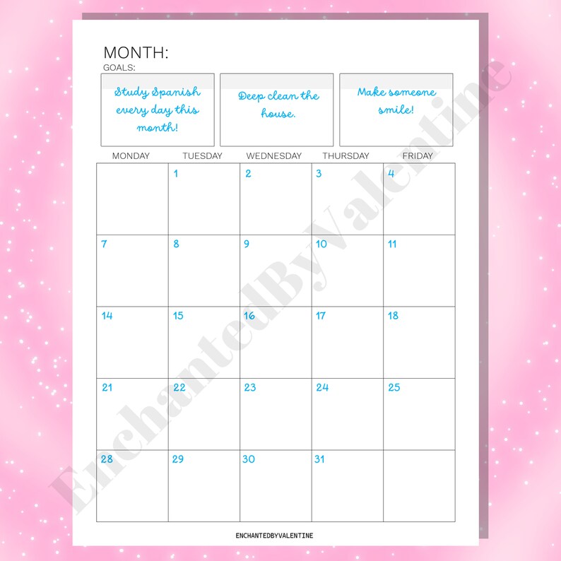 Monthly Calendar on 2 Pages Printable, Letter Size, Minimal, Monthly ...