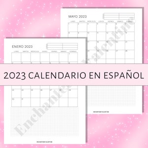 2023 Calendario en español, Dated Monthly Calendar Printable, Letter Size, Minimal, Checklist Printable, Events at a Glance
