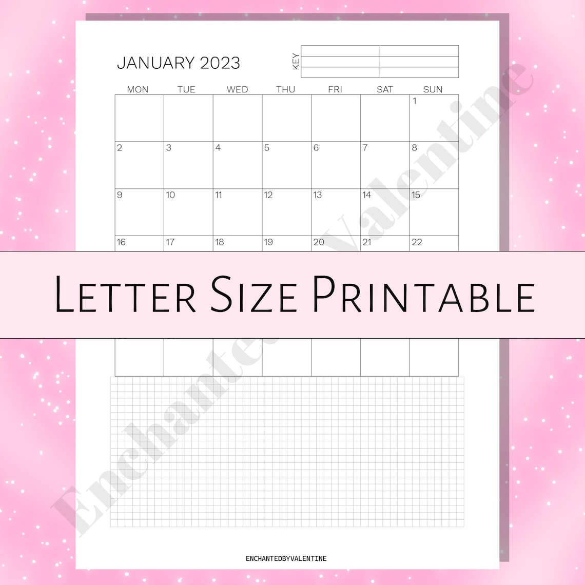 2023 Dated Monthly Calendar Printable, Letter Size, Minimal, Checklist ...