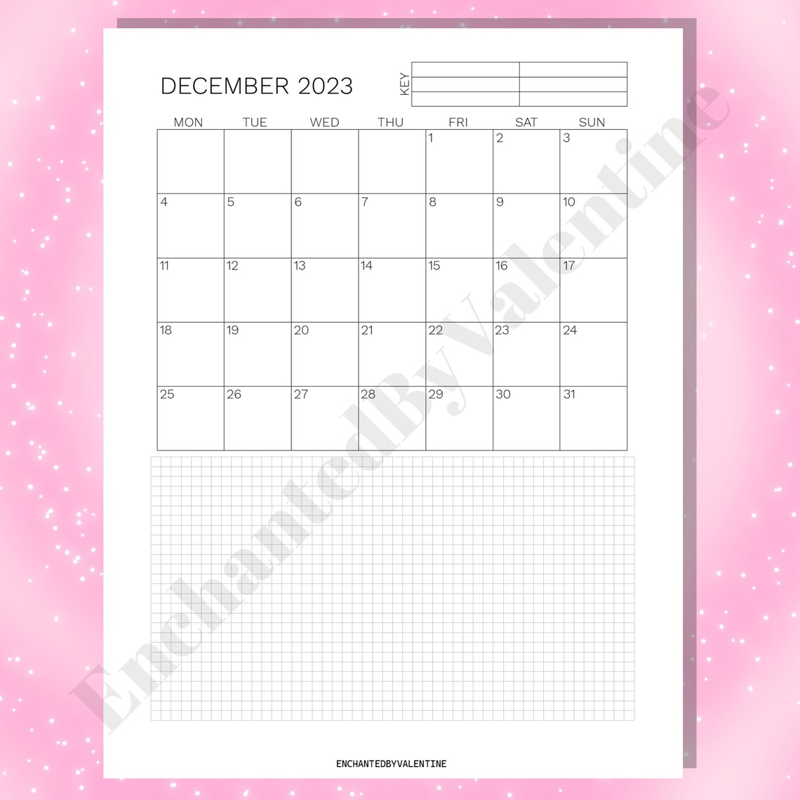 2023 Dated Monthly Calendar Printable, Letter Size, Minimal, Checklist ...