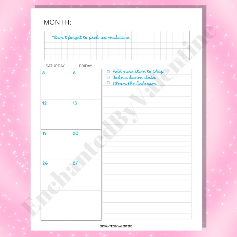 Monthly Calendar on 2 Pages Printable, Letter Size, Minimal, Monthly ...