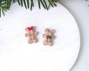 Christmas Mickey Inspired Earrings | Mickey Gingerbread Earrings | Handmade | Polymer Clay Studs | Hypoallergenic Jewelry | Disney Inspired