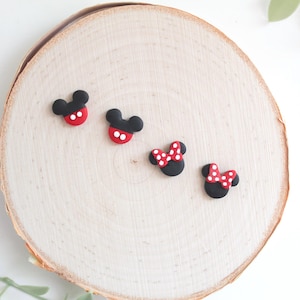 Tiny Mickey and Minnie Inspired Stud Earrings | Handmade | Polymer Clay | Cute Mouse Earrings | Hypoallergenic Jewelry | Disney Inspired