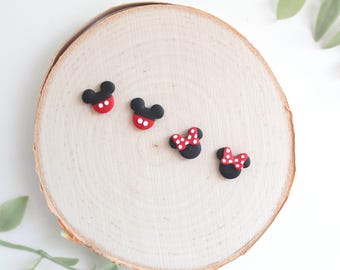 Tiny Mickey and Minnie Inspired Stud Earrings | Handmade | Polymer Clay | Cute Mouse Earrings | Hypoallergenic Jewelry | Disney Inspired