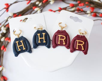 Harry and Ron Wizard Sweater Earrings | Fall Handmade Earrings | Polymer Clay Earrings | Hypoallergenic Jewelry | Dangle Earrings